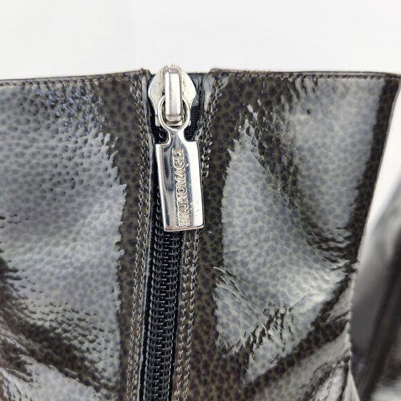 Bruno Magli Bucine Pointed Toe Patent Leather Boot Women's 7 Mid Calf‎ Dark Gray - Picture 7 of 16